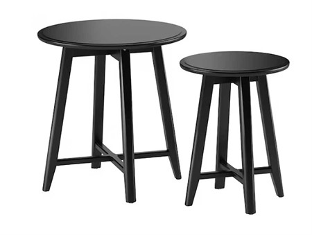 Soffbord, Adam, satsbord, 49cm ø och 35cm ø, svart